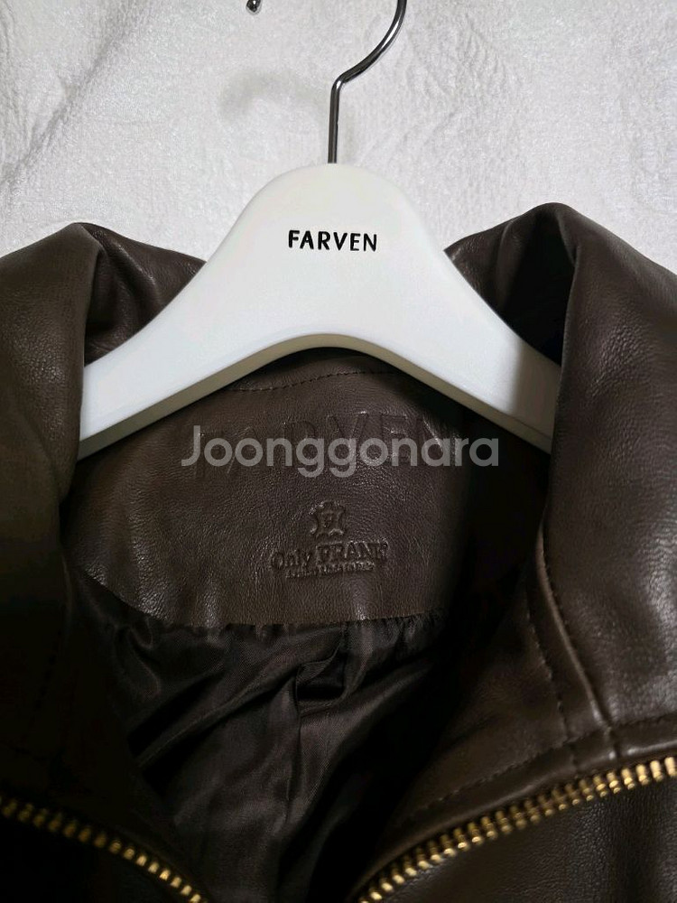 파르벵 콩테 립 밑단 가죽 점퍼 레더 자켓 브라운--8