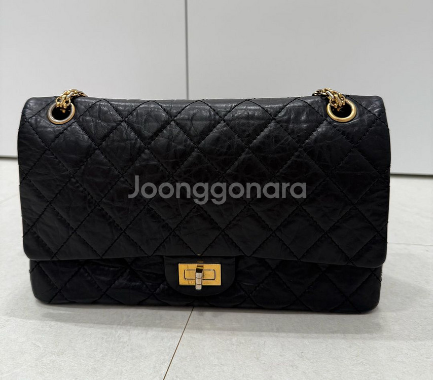 정품 샤넬 빈티지 2.55 블랙 금장 체인백 13번대--1
