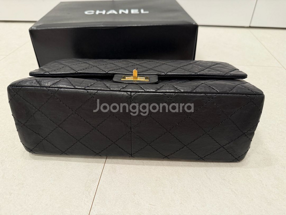 정품 샤넬 빈티지 2.55 블랙 금장 체인백 13번대--5
