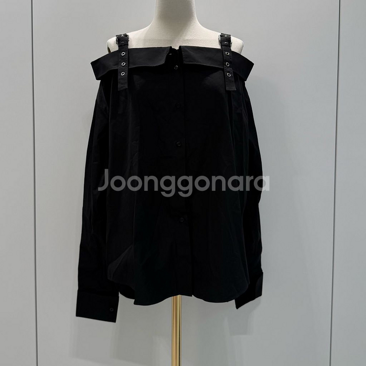 정품 디올 블랙 코튼100 포플린 오프숄더 셔츠 38--0