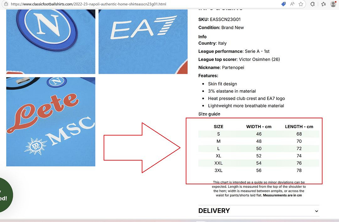 22-23 나폴리 어쎈틱 홈 셔츠 팝니다--5