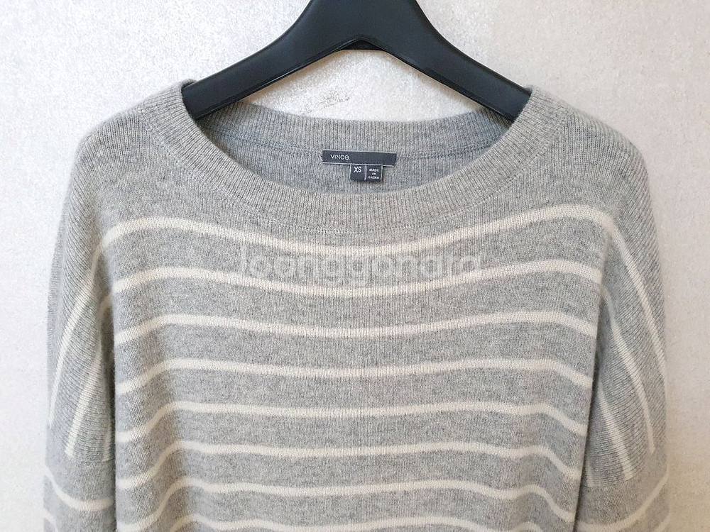 빈스 VINCE 캐시미어 100% 스트라이프 니트 탑--3
