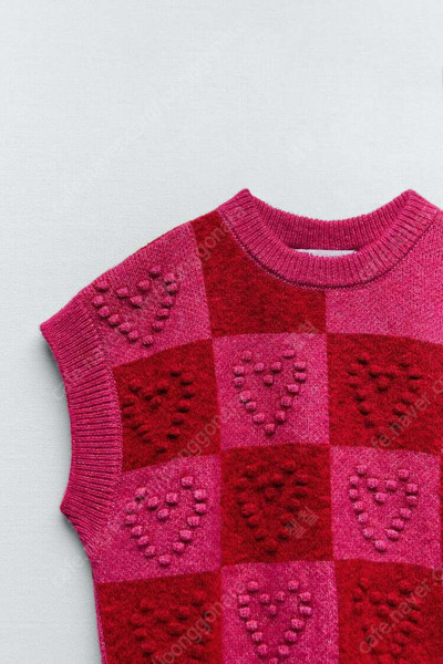 자라 핑크 하트 니트 베스트 S 새상품--2