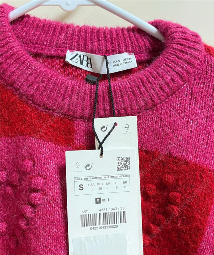 자라 핑크 하트 니트 베스트 S 새상품--6
