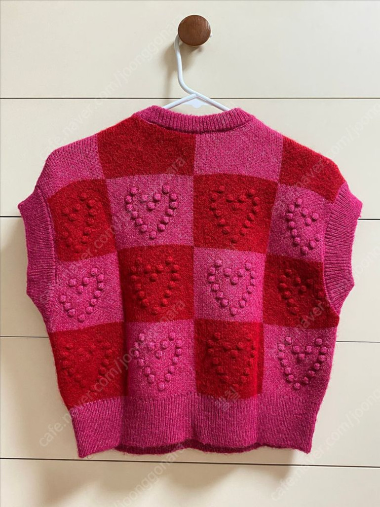 자라 핑크 하트 니트 베스트 S 새상품--5