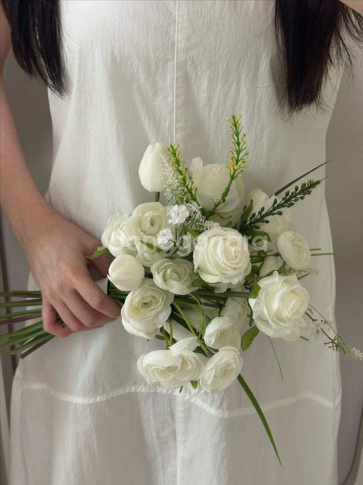 화이트 조화부케 웨딩촬영부케--0