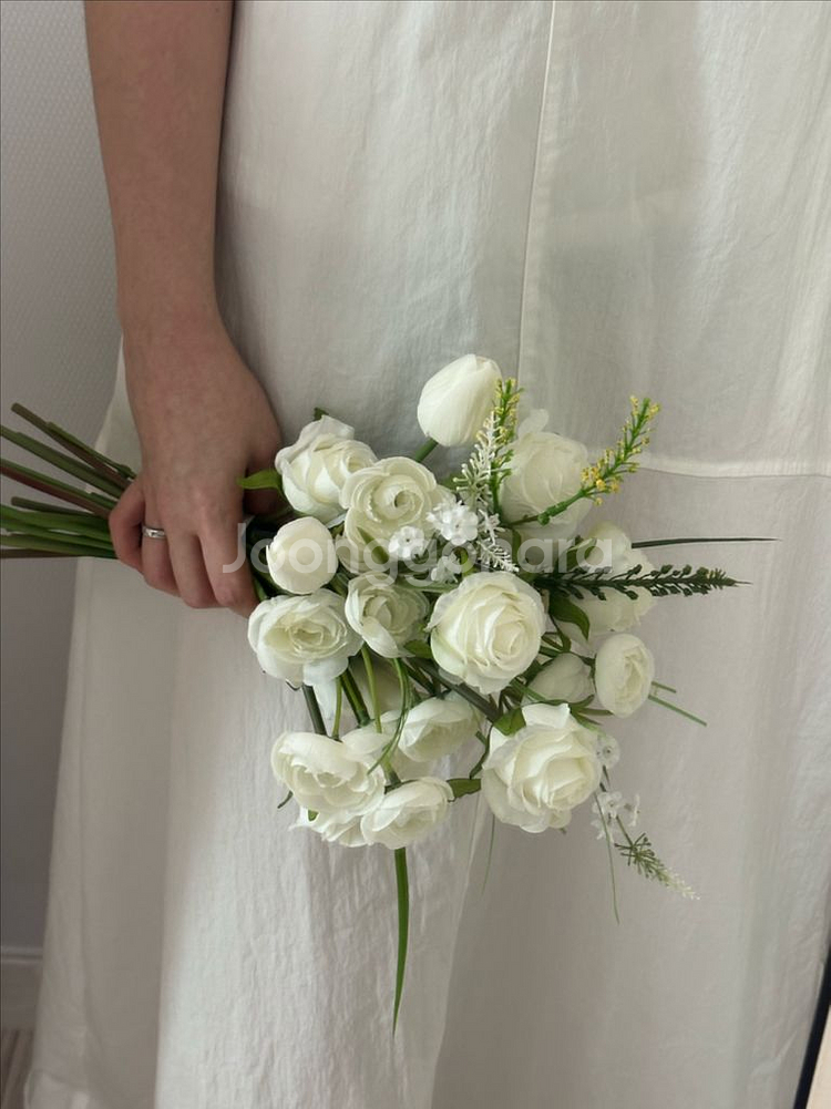 화이트 조화부케 웨딩촬영부케--2