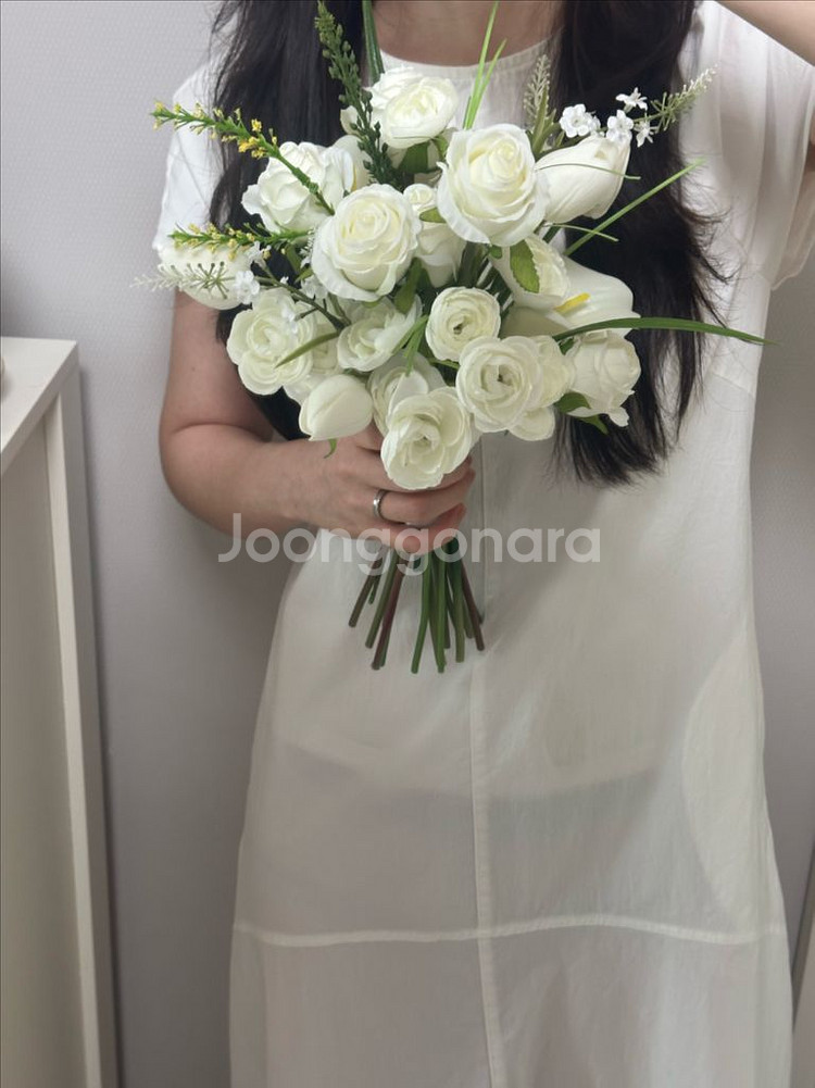 화이트 조화부케 웨딩촬영부케--3