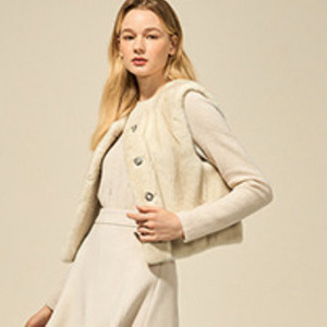 랑방 밍크퍼 베스트 55 크림