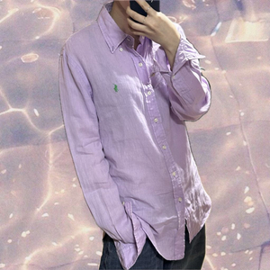 폴로 랄프로렌 신형 린넨 셔츠 퍼플 M