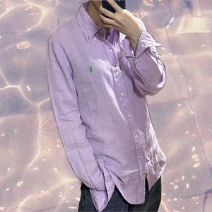 폴로 랄프로렌 신형 린넨 셔츠 퍼플 M