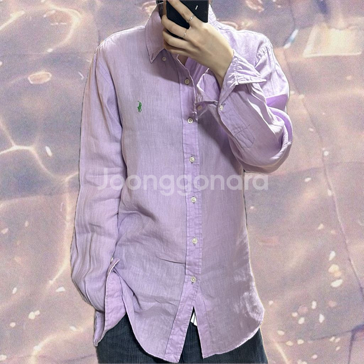 폴로 랄프로렌 신형 린넨 셔츠 퍼플 M--1