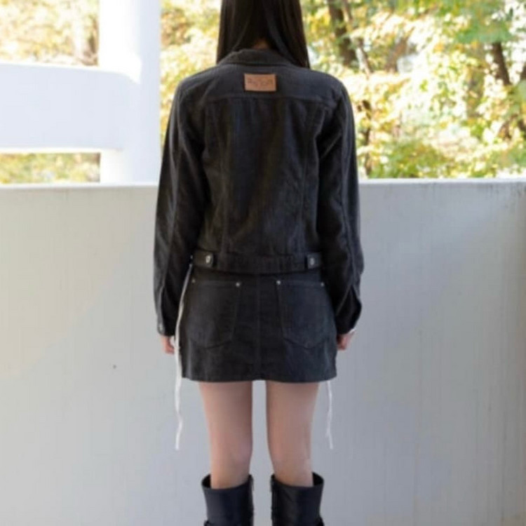 (새상품) 애즈온 코듀로이 스커트 챠콜 S 이미지