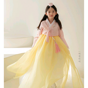(1회착용)한복풀세트 어진아이 7호 여아한복+노리개