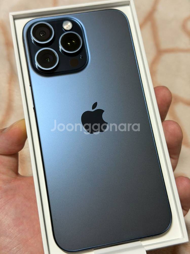 아이폰15 프로맥스 블루 256G 애케플 배터리91%--1