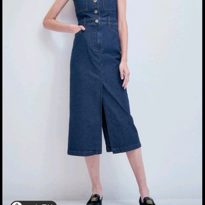 오브제 데님 뷔스티에 원피스 66사이즈