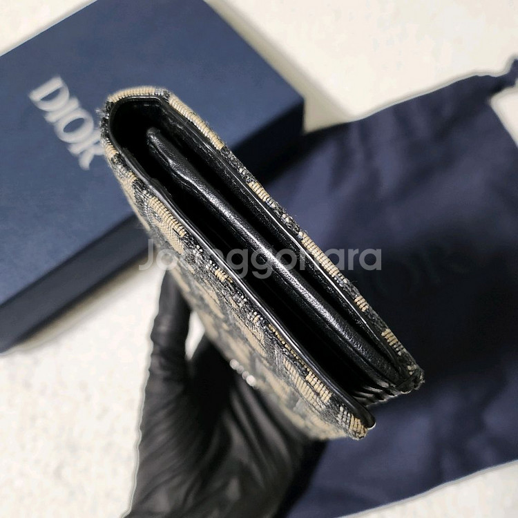 [정품/풀구성]디올 오블리크 버티컬 장지갑 베이지--4
