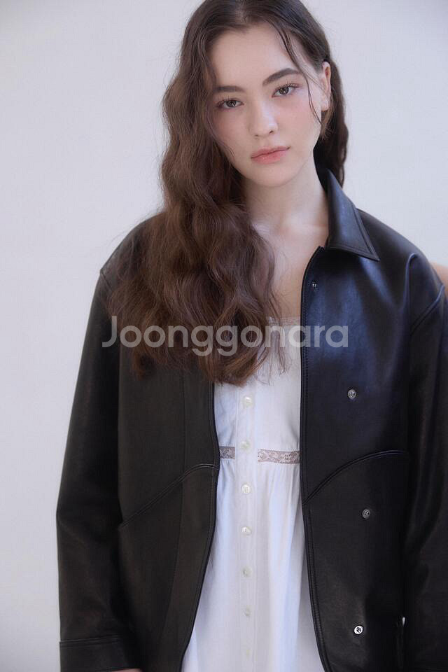 윤슬샵 yoonseul 틸 레더자켓 레더점퍼 블랙--5