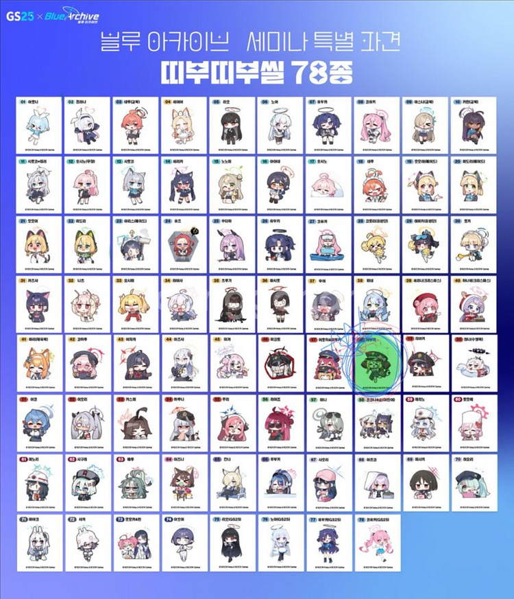 블루아카이브 2차 gs25 띠부씰 교환 / 판매--1