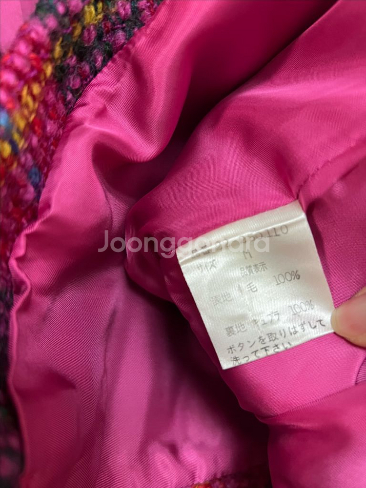 빈티지 금장단추 울100 체크 크롭 트위드자켓 퍼프숄더--2