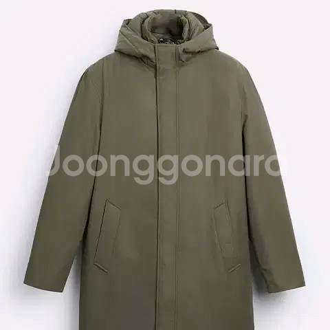 L) 자라 후드 롱패딩 자켓 코트 카키 6518 518--0