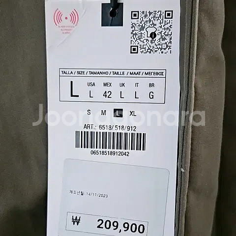 L) 자라 후드 롱패딩 자켓 코트 카키 6518 518--5