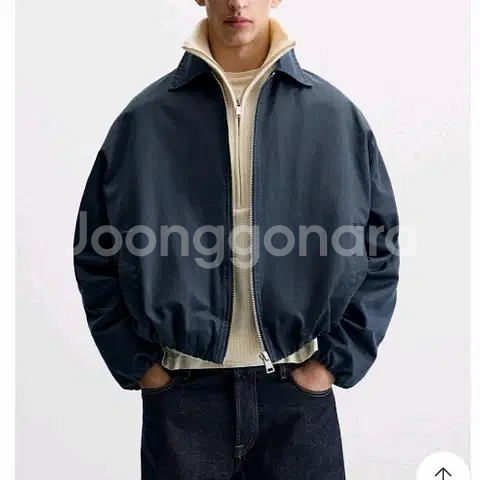 M) 자라 네이비 벌룬핏 블루종 패딩점퍼 봄버자켓--3