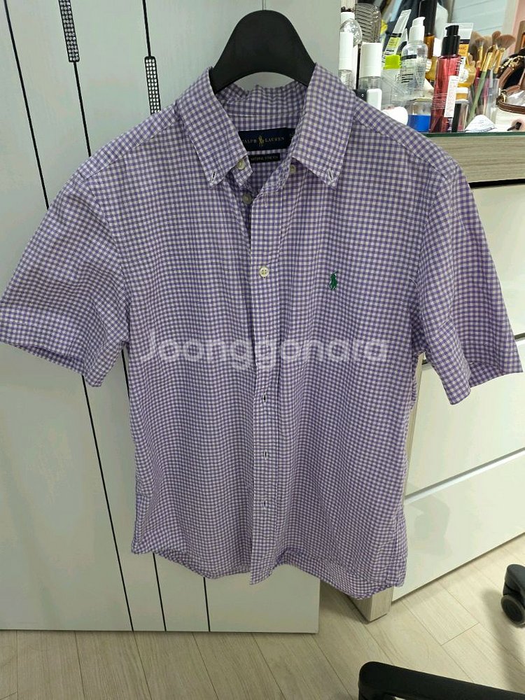 폴로 반팔 깅엄체크 셔츠 L/G--0