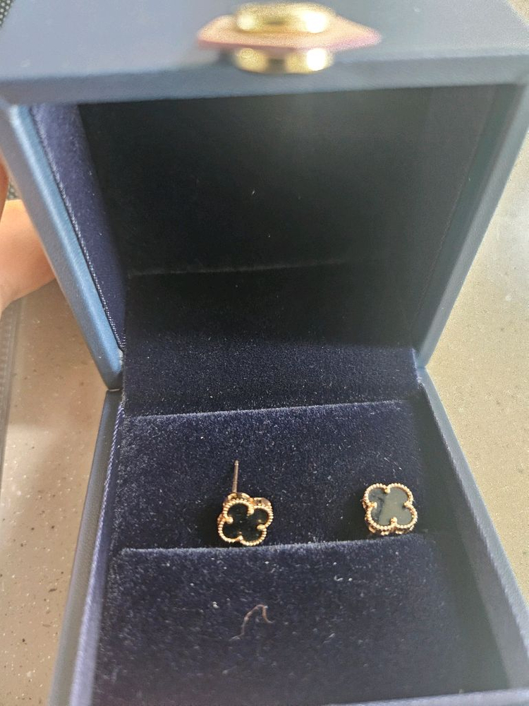 14k클로버로즈골드귀걸이--1