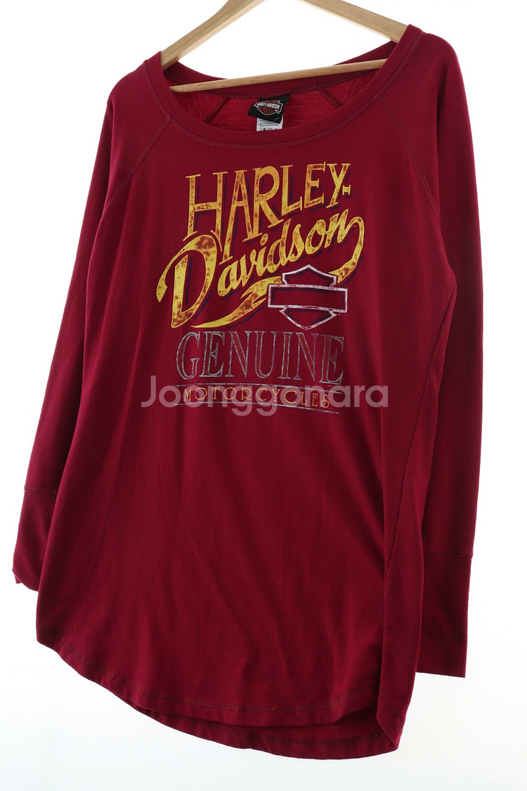 W(L-XL) 할리데이비슨 긴팔티셔츠 빅로고 버건디--0