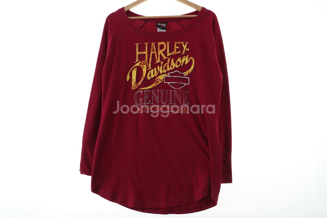 W(L-XL) 할리데이비슨 긴팔티셔츠 빅로고 버건디--1