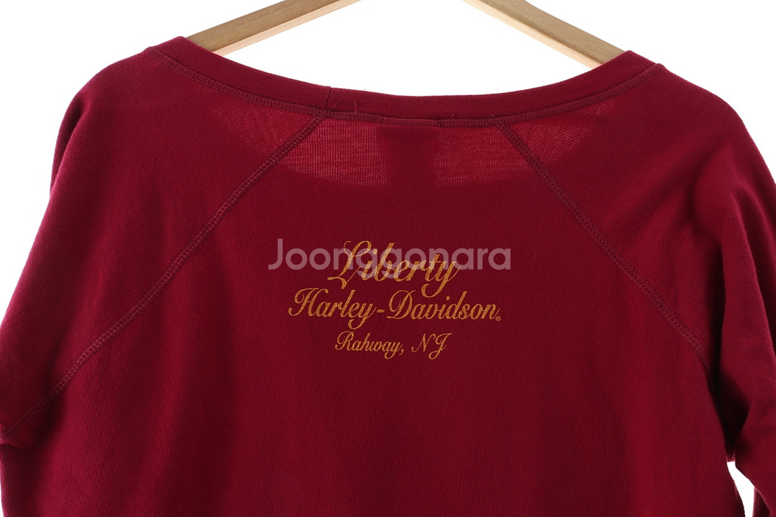 W(L-XL) 할리데이비슨 긴팔티셔츠 빅로고 버건디--6