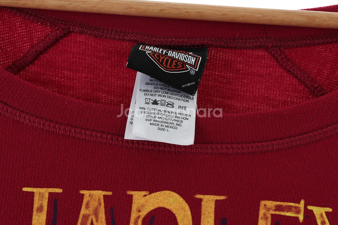 W(L-XL) 할리데이비슨 긴팔티셔츠 빅로고 버건디--5