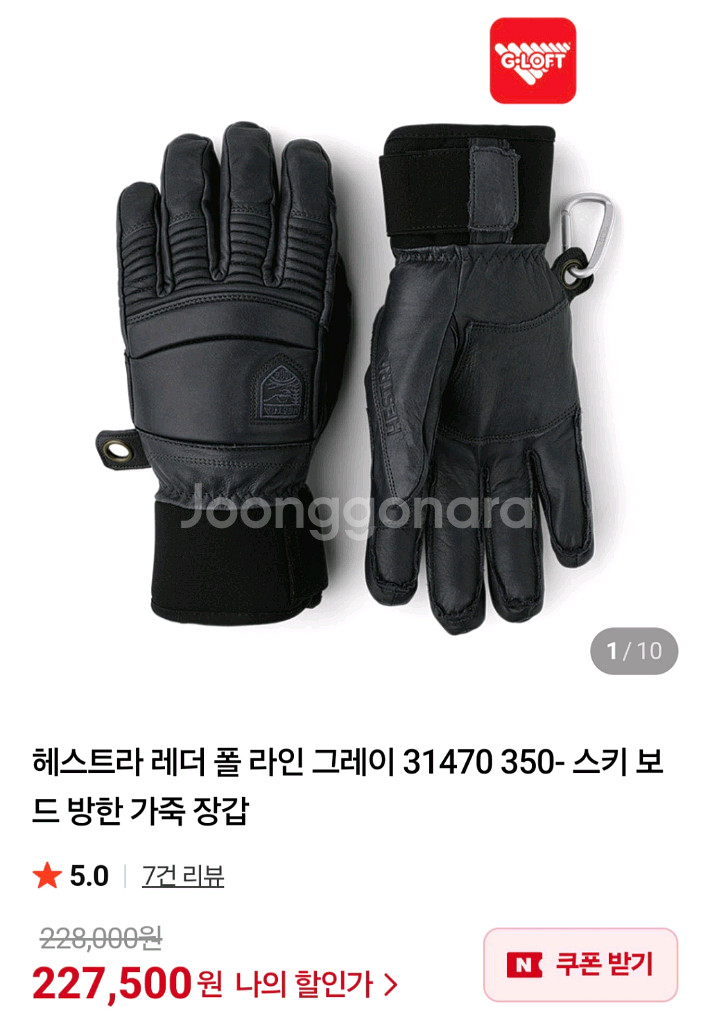 (L) 헤스트라 레더 폴라인 5핑거 스키장갑 새제품--7