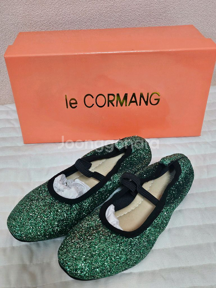 르꼬르망 le CORMANG 키즈 글리터 플랫슈즈 그린--0