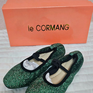 르꼬르망 le CORMANG 키즈 글리터 플랫슈즈 그린
