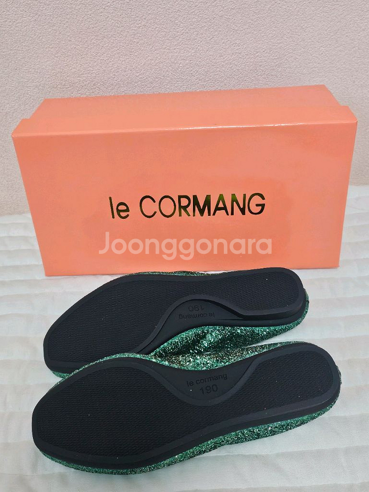 르꼬르망 le CORMANG 키즈 글리터 플랫슈즈 그린--1