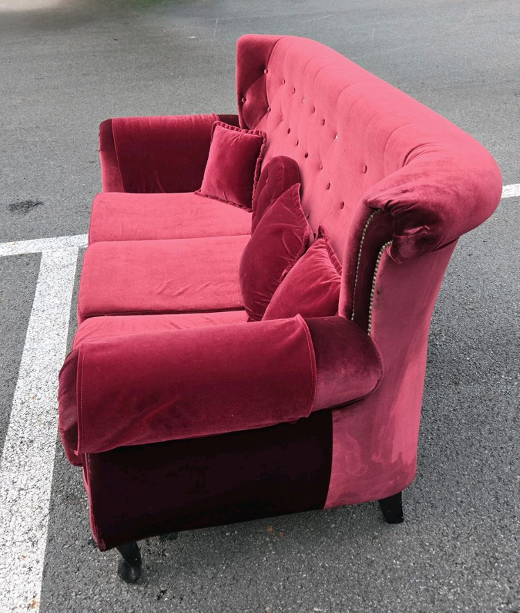 옛날 벨벳 소파 3인--1