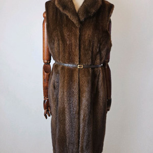 마호가니 풀스킨 롱밍크베스트(소가죽브라운벨트증정)