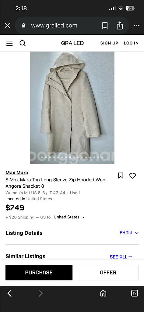 정품 Max Mara 후드 코트 핸드메이드 막스마라--9