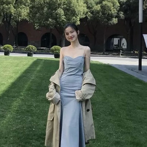 연그레이 캐주얼 절개 롱원피스S