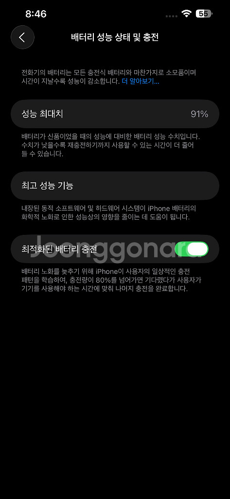 아이폰13프로맥스 256g 시에라블루 배터리효율 91%--1