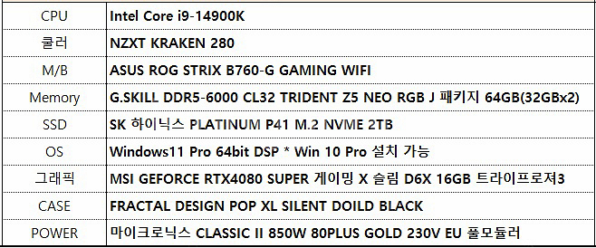 14900K, 4080 super 고성능 데탑 판매--0