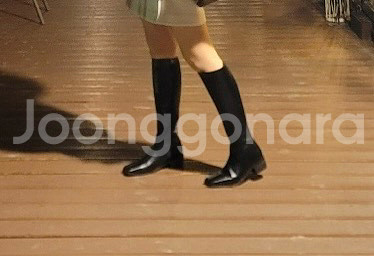 로그 천연 소가죽 스퀘어코 롱부츠 230mm--2