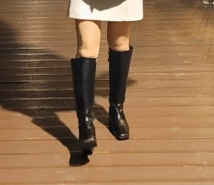 로그 천연 소가죽 스퀘어코 롱부츠 230mm--0