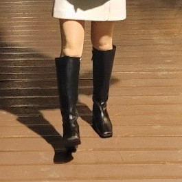 로그 천연 소가죽 스퀘어코 롱부츠 230mm