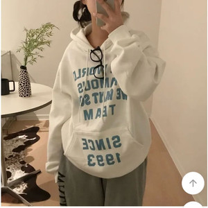 에이블리 남여공용 레터링 배색 후드티 (새상품)