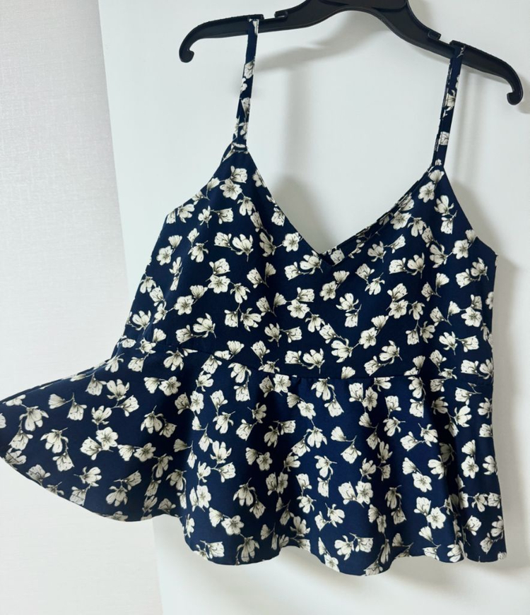 꽃무늬 뷔스티에 나시 블라우스 뷔스티에 끈 블라우스--1