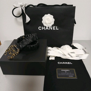 샤넬 CC 로고 체인 버클 주름 벨트 불랙