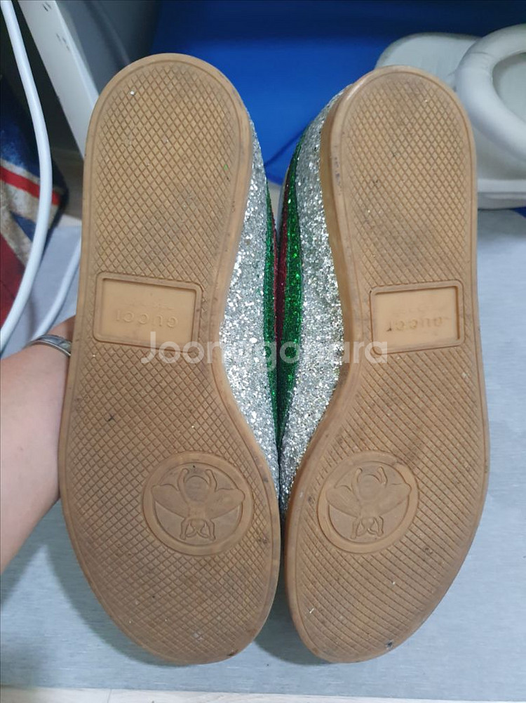 구찌 파라체르 실버 글리터 스니커즈--4